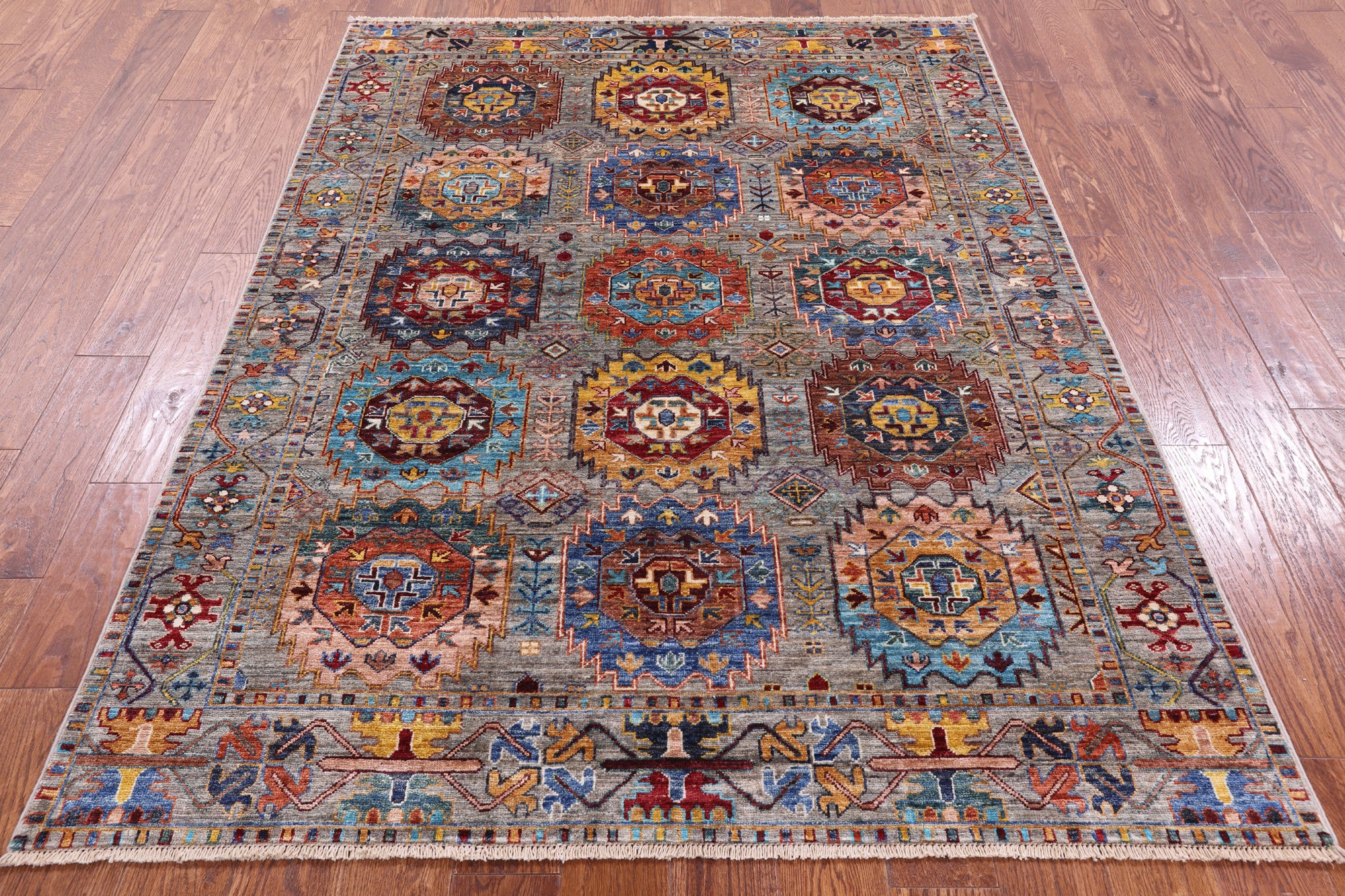 Turkmen Ersari Handmade Wool Rug - 5' 1" X 6' 9" - Golden Nile