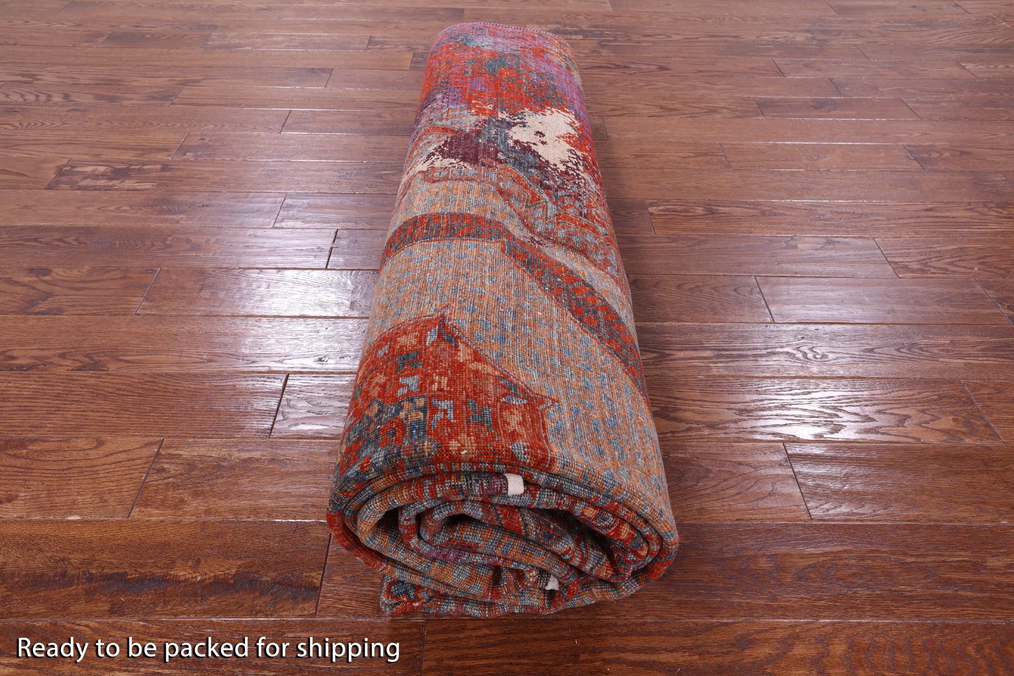 Abstract Modern Mamluk Hand Knotted Wool Rug - 8' 8" X 11' 8" - Golden Nile