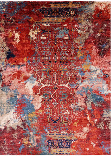 Modern Fine Serapi Hand Knotted Wool Rug - 8' 10" X 11' 10" - Golden Nile