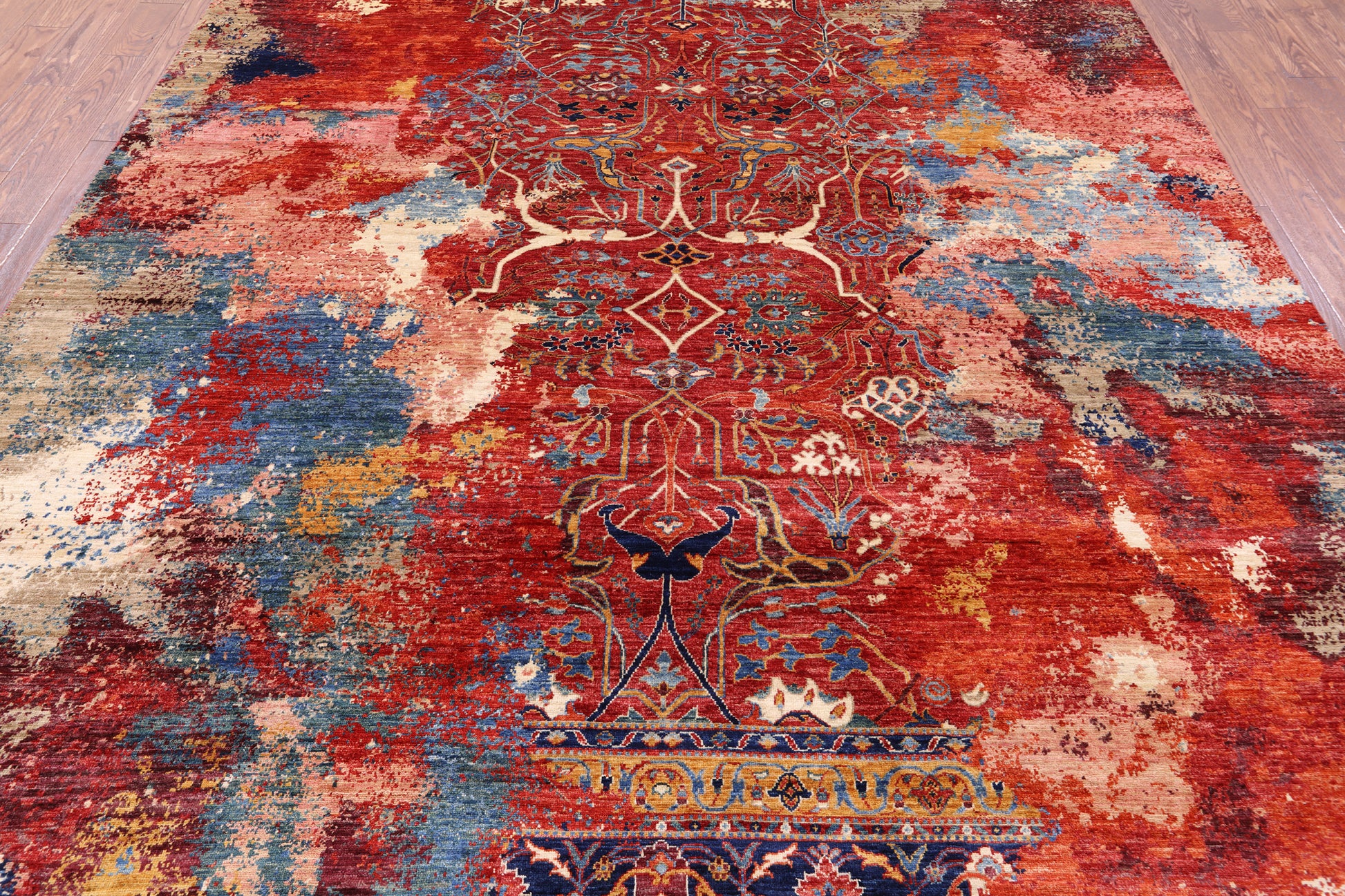 Modern Fine Serapi Hand Knotted Wool Rug - 8' 10" X 11' 10" - Golden Nile