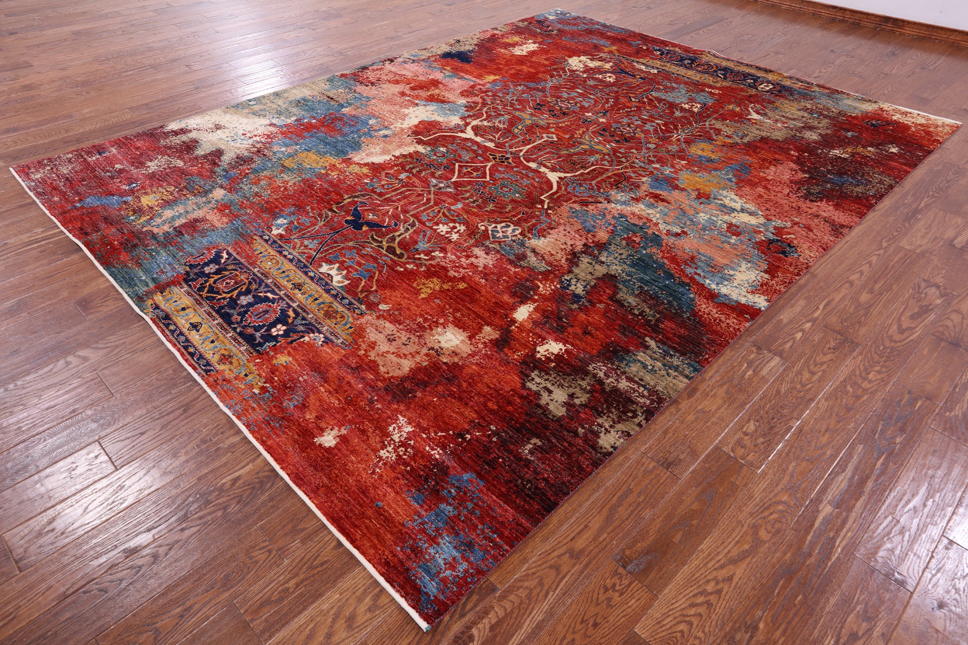 Modern Fine Serapi Hand Knotted Wool Rug - 8' 10" X 11' 10" - Golden Nile