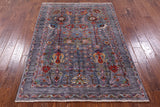 Grey Peshawar Hand Knotted Wool Rug - 4' 2" X 6' 0" - Golden Nile