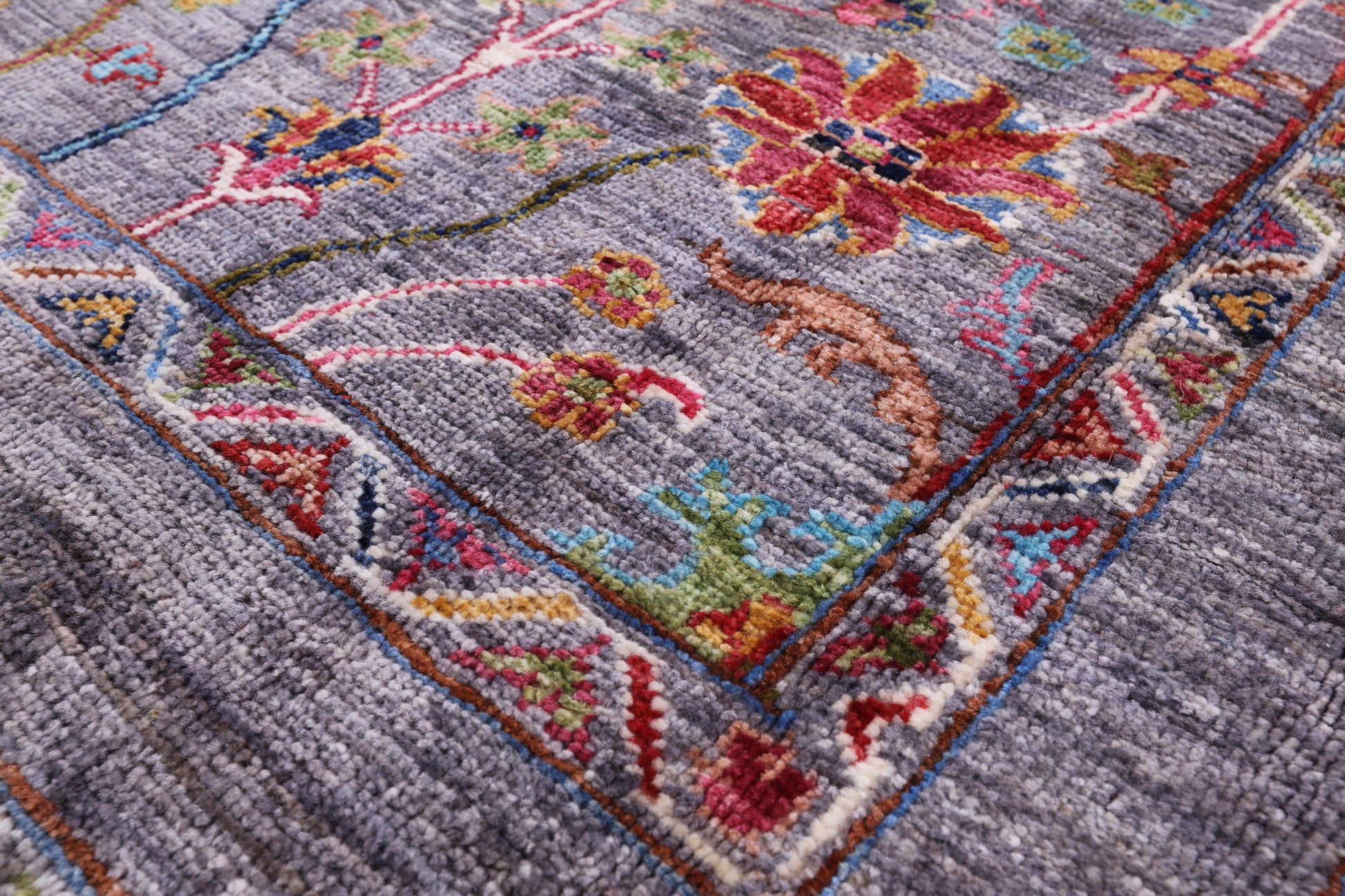 Grey Peshawar Hand Knotted Wool Rug - 4' 2" X 6' 0" - Golden Nile