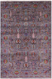 Grey Peshawar Hand Knotted Wool Rug - 5' 6" X 8' 2" - Golden Nile