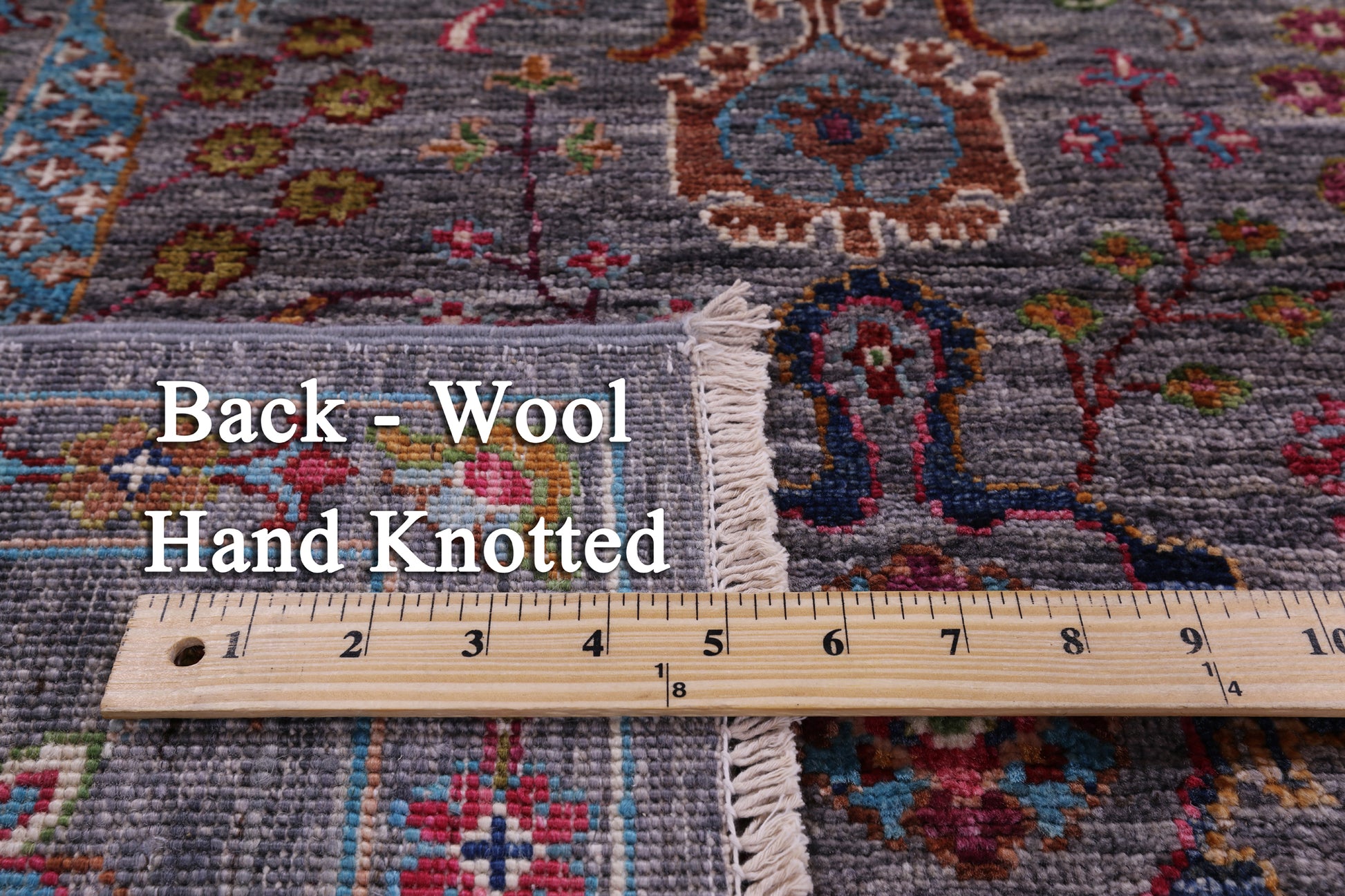 Grey Peshawar Hand Knotted Wool Rug - 5' 6" X 8' 2" - Golden Nile