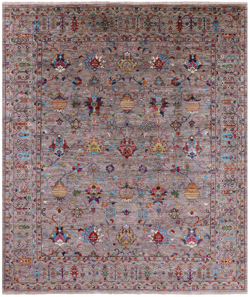 Peshawar Hand Knotted Wool Rug - 8' 0" X 9' 4" - Golden Nile