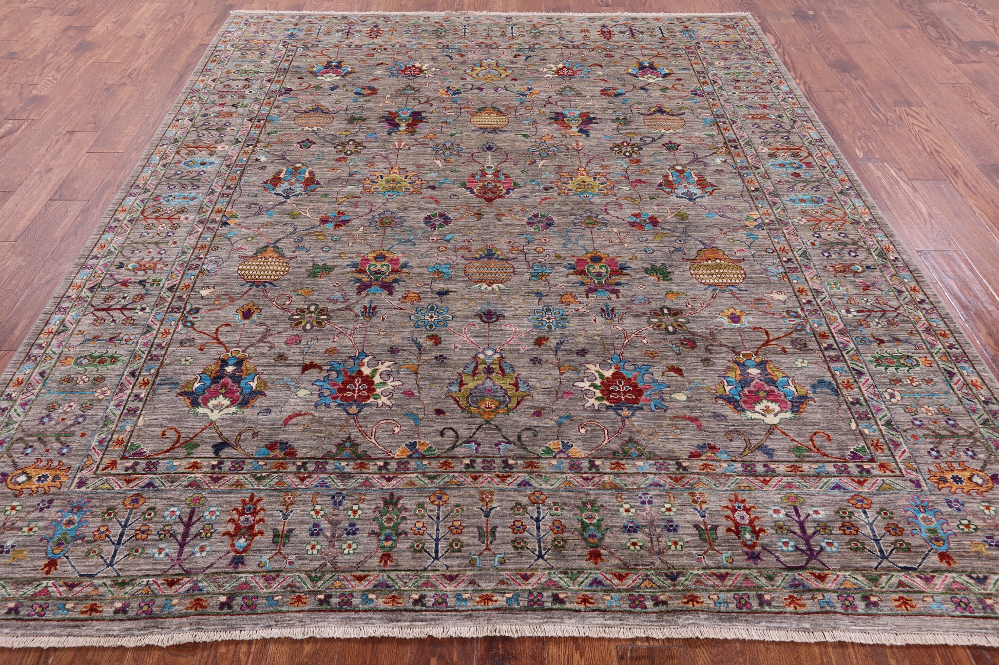 Peshawar Hand Knotted Wool Rug - 8' 0" X 9' 4" - Golden Nile