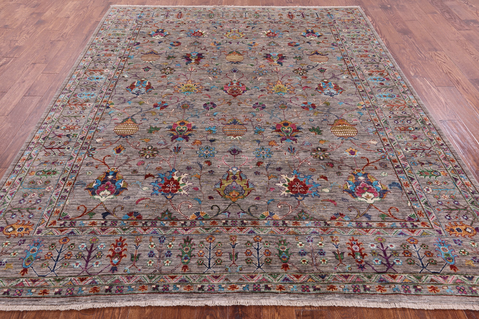 Peshawar Hand Knotted Wool Rug - 8' 0" X 9' 4" - Golden Nile