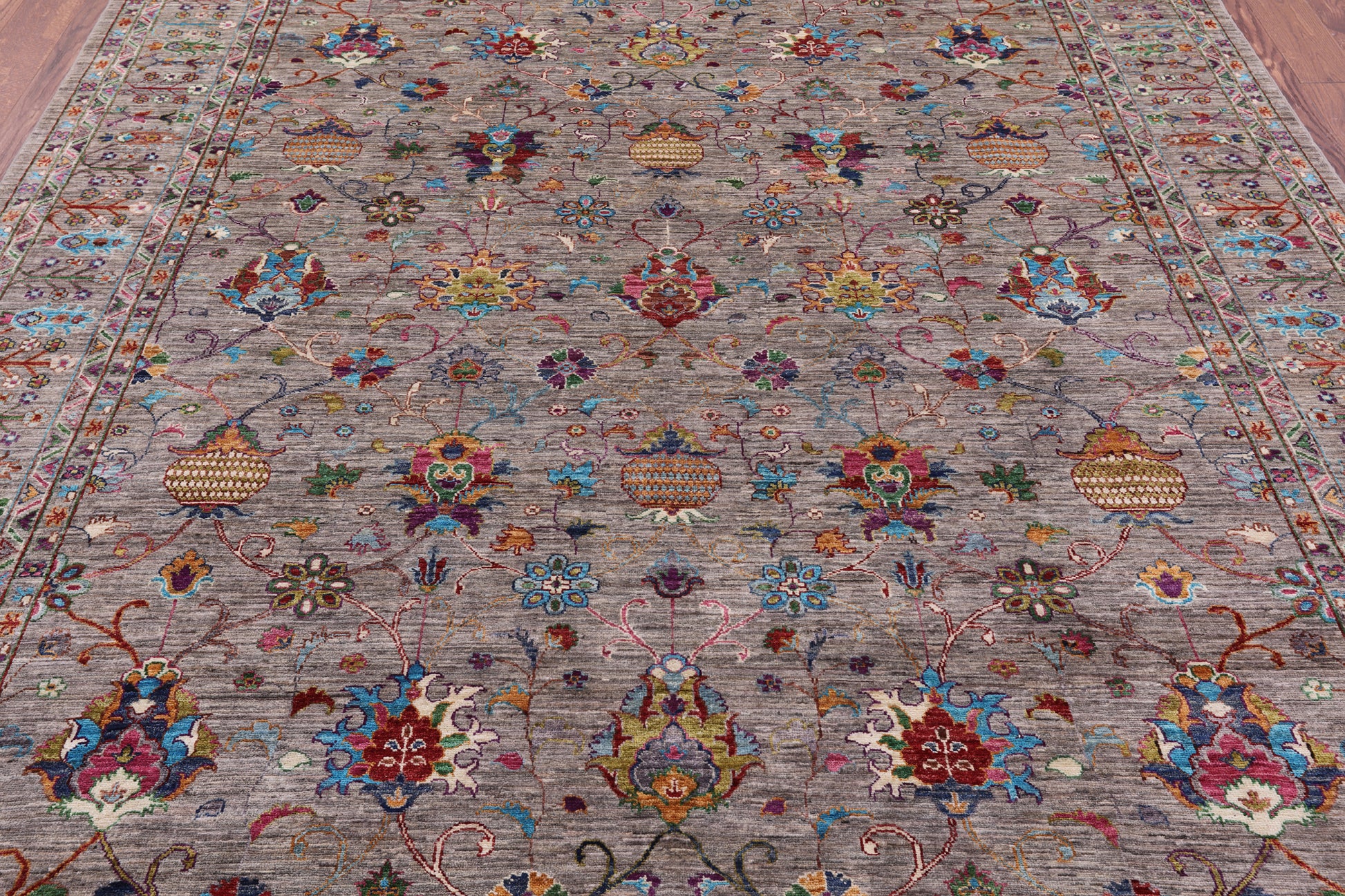 Peshawar Hand Knotted Wool Rug - 8' 0" X 9' 4" - Golden Nile