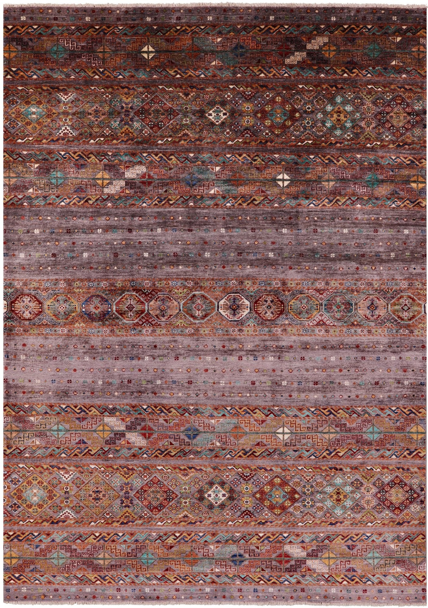 Khorjin Persian Gabbeh Handmade Wool Rug - 6' 11" X 9' 9" - Golden Nile