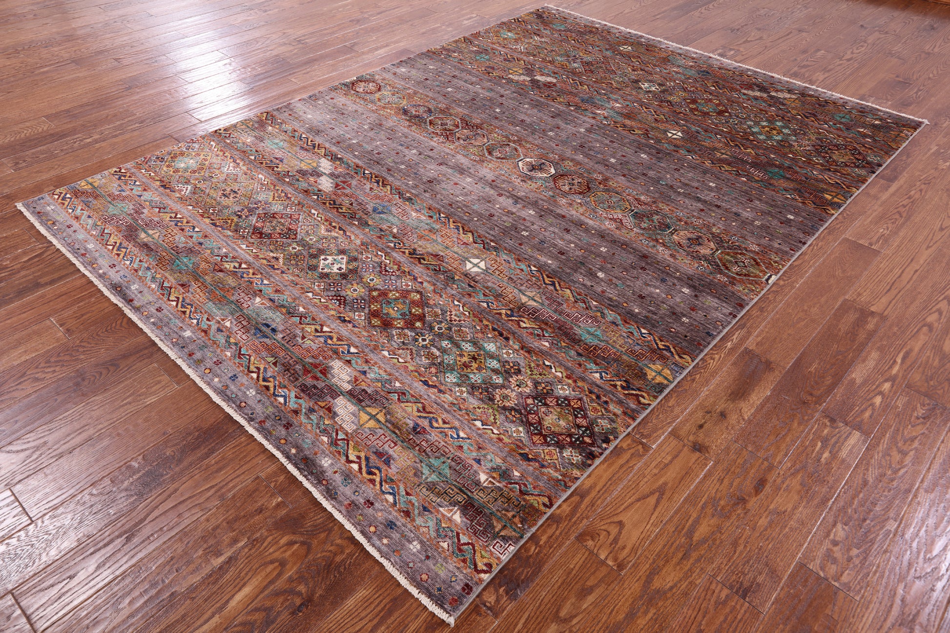 Khorjin Persian Gabbeh Handmade Wool Rug - 6' 11" X 9' 9" - Golden Nile