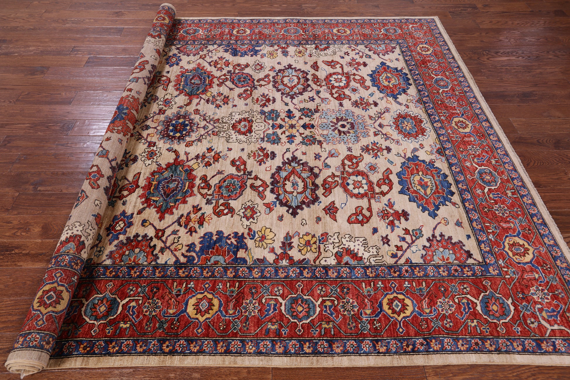 Persian Fine Serapi Hand Knotted Wool Rug - 8' 0" X 9' 8" - Golden Nile