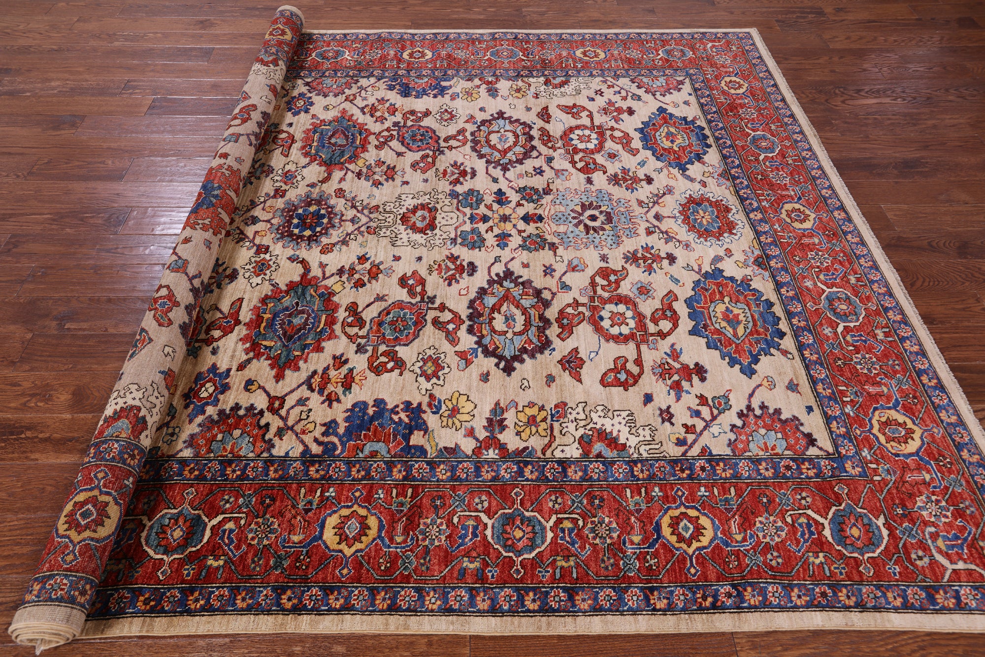 Persian Fine Serapi Hand Knotted Wool Rug - 8' 0" X 9' 8" - Golden Nile