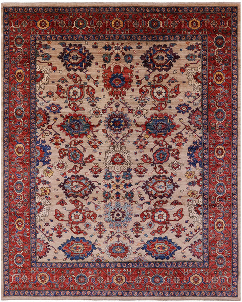 Persian Fine Serapi Hand Knotted Wool Rug - 8' 0" X 9' 8" - Golden Nile