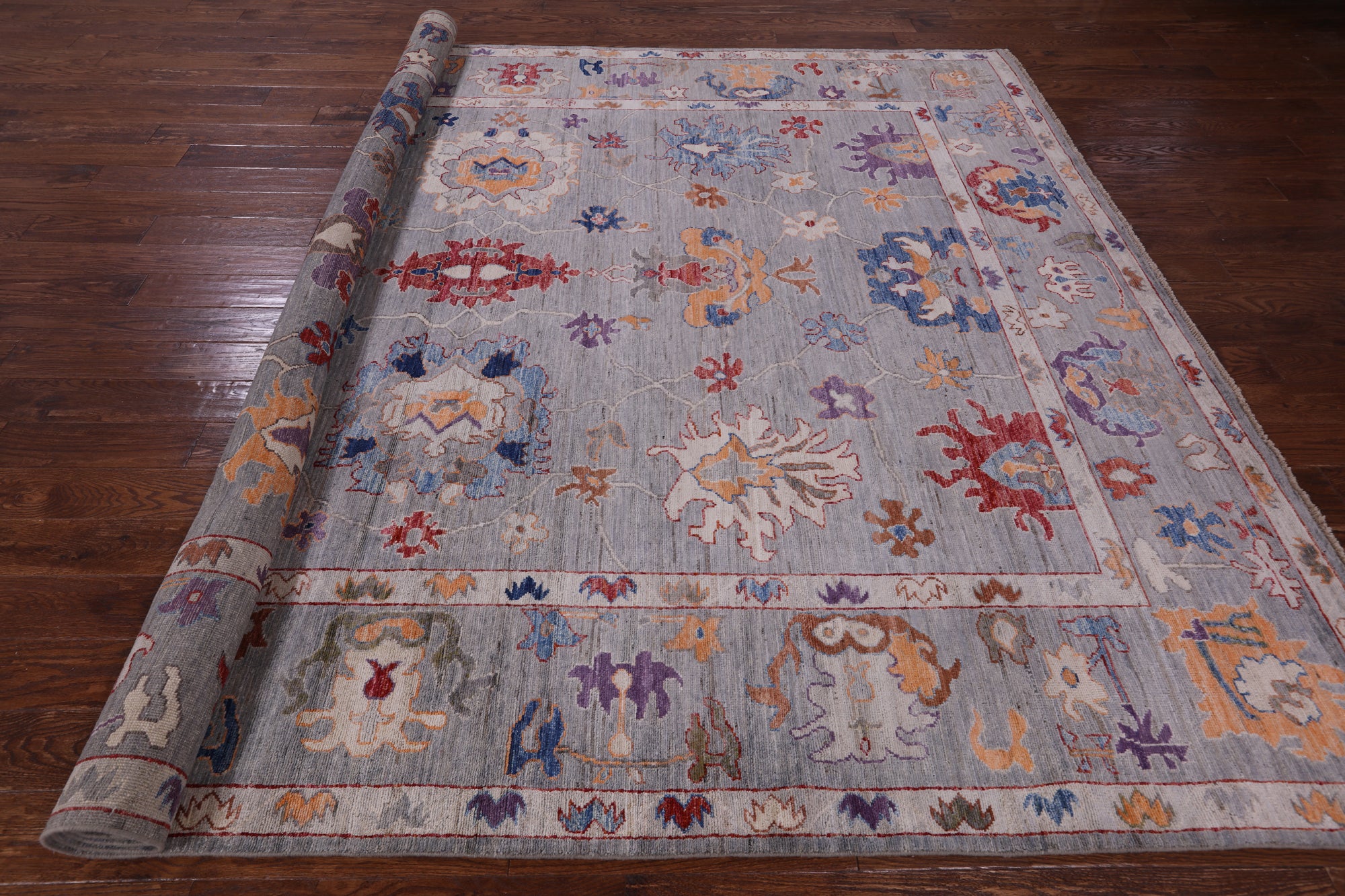 Grey Turkish Oushak Hand Knotted Wool Rug - 8' 11" X 11' 10" - Golden Nile