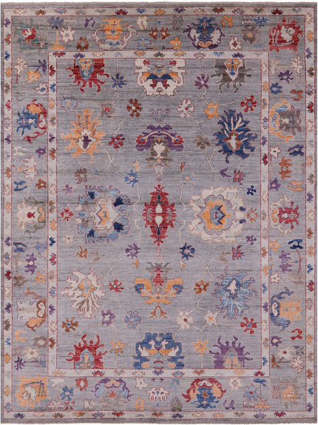 Grey Turkish Oushak Hand Knotted Wool Rug - 8' 11" X 11' 10" - Golden Nile