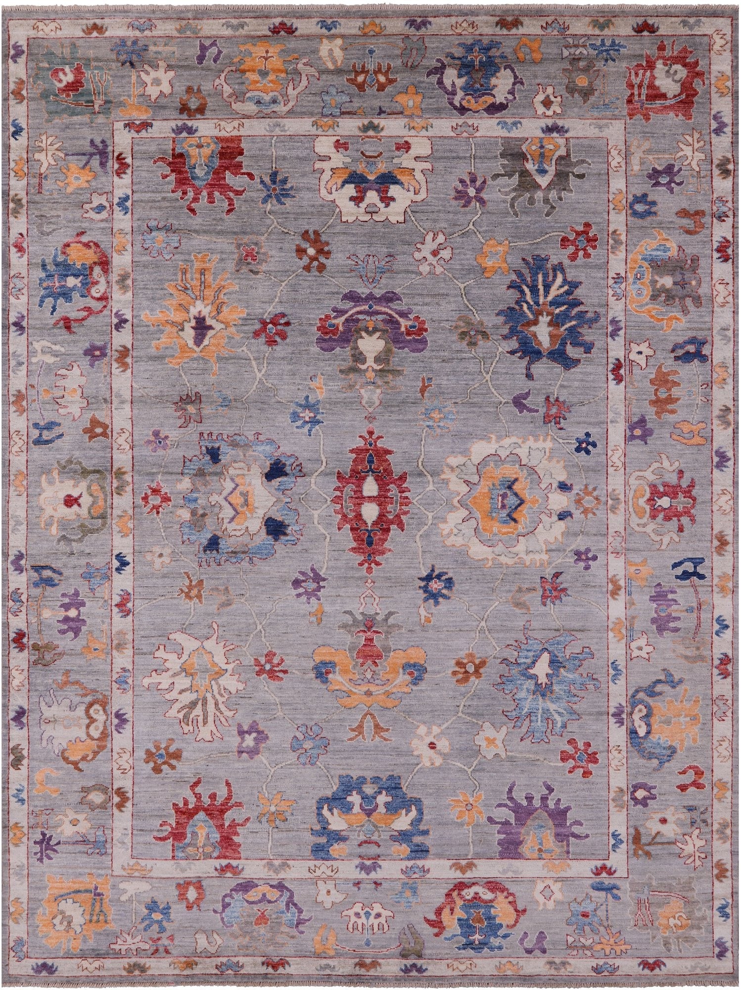 Grey Turkish Oushak Hand Knotted Wool Rug - 8' 11" X 11' 10" - Golden Nile
