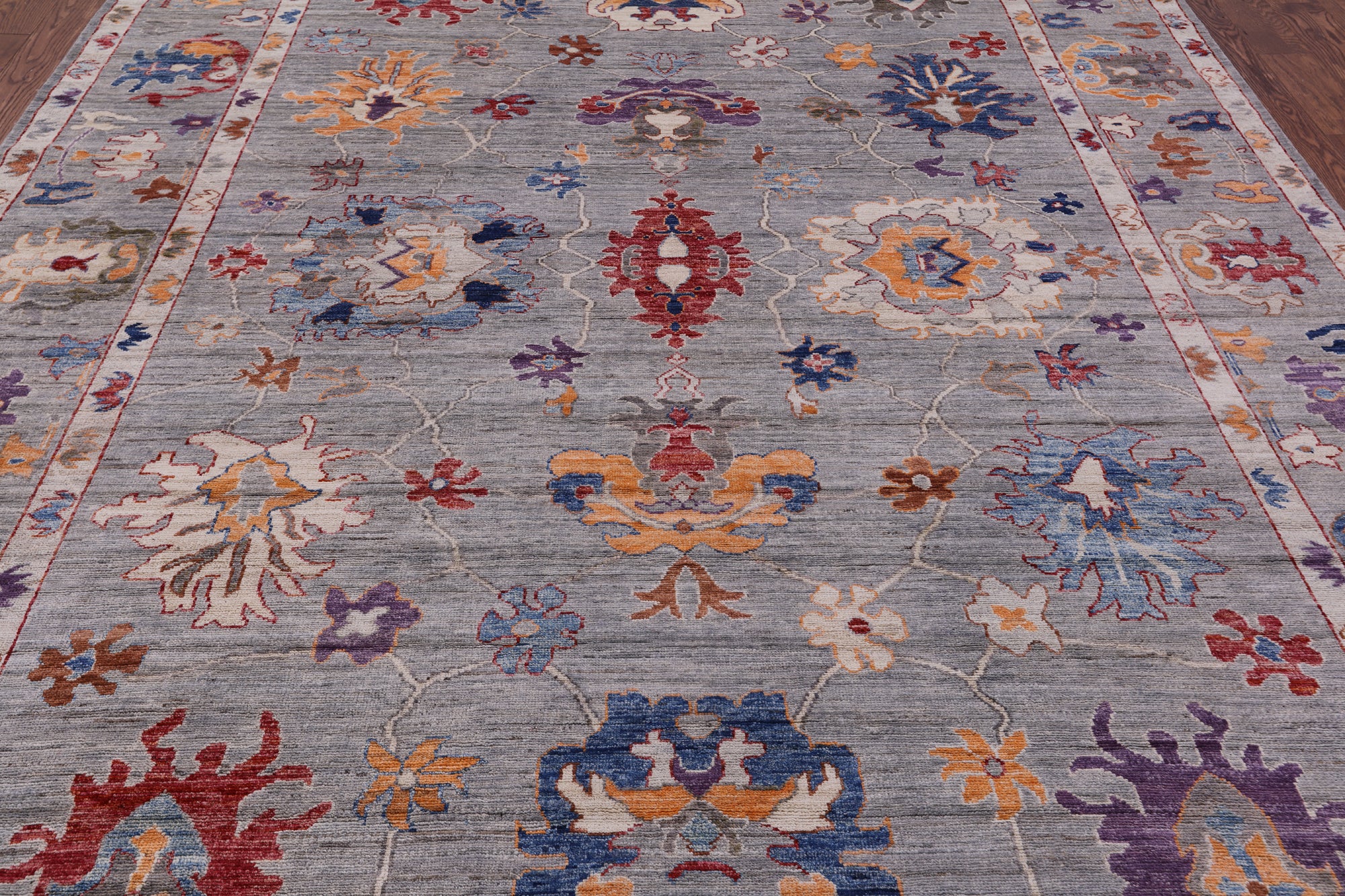 Grey Turkish Oushak Hand Knotted Wool Rug - 8' 11" X 11' 10" - Golden Nile