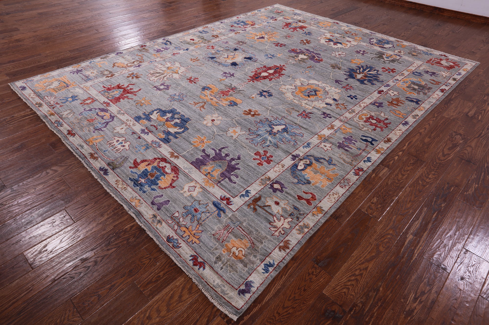 Grey Turkish Oushak Hand Knotted Wool Rug - 8' 11" X 11' 10" - Golden Nile