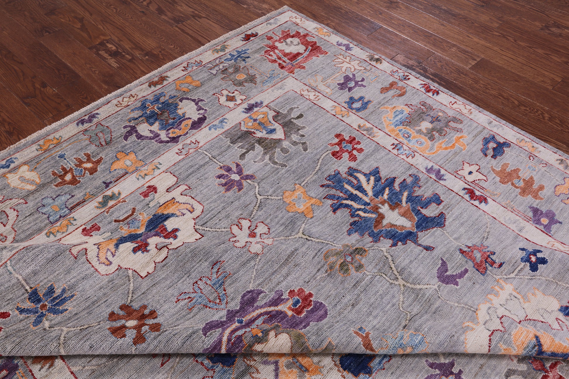 Grey Turkish Oushak Hand Knotted Wool Rug - 8' 11" X 11' 10" - Golden Nile