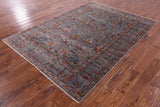 Grey Peshawar Hand Knotted Wool Rug - 5' 8" X 8' 0" - Golden Nile
