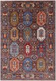 Brown Turkmen Ersari Hand Knotted Wool Rug - 5' 7" X 7' 10" - Golden Nile