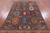 Brown Turkmen Ersari Hand Knotted Wool Rug - 5' 7" X 7' 10" - Golden Nile