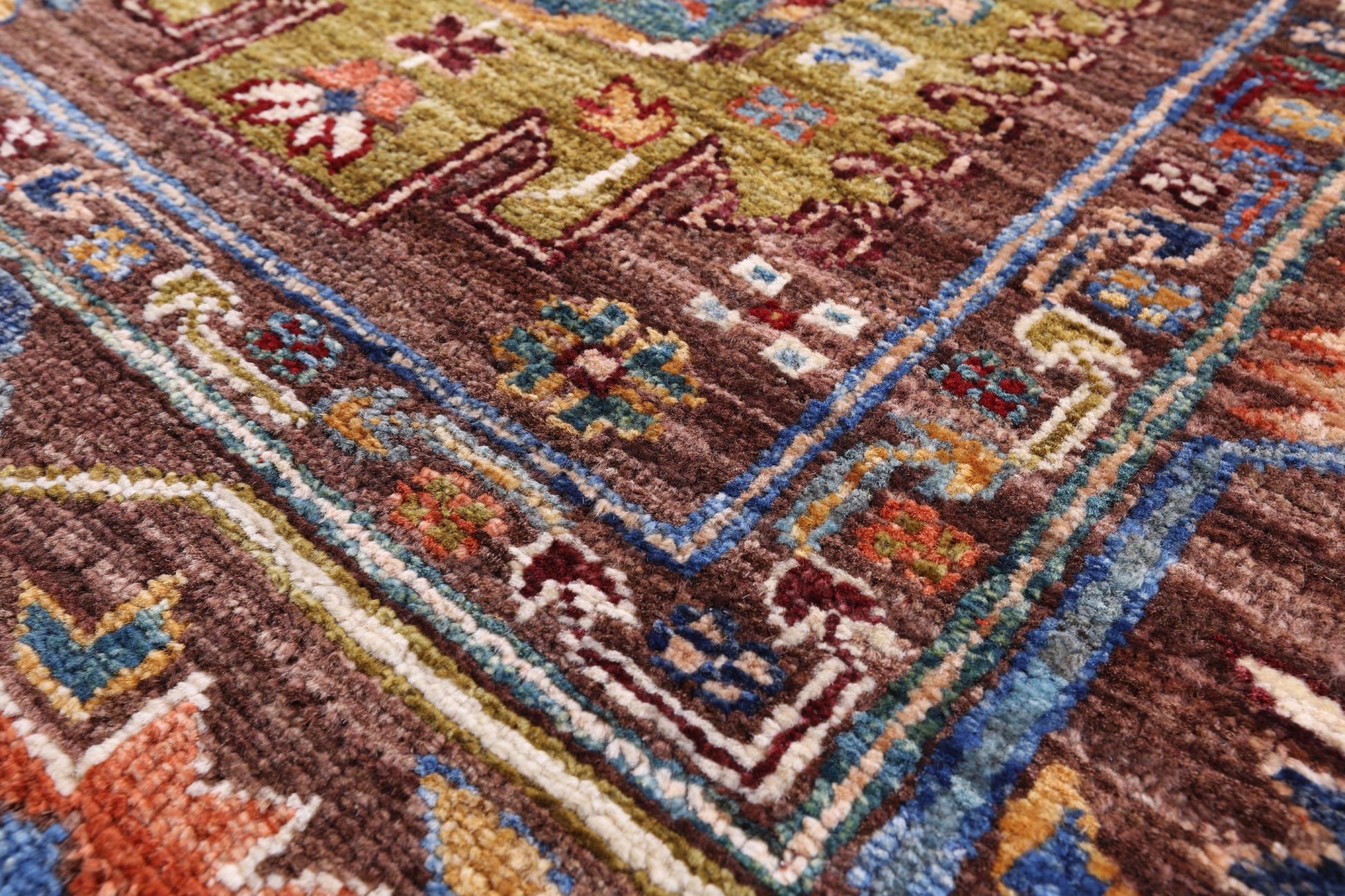Brown Turkmen Ersari Hand Knotted Wool Rug - 5' 7" X 7' 10" - Golden Nile