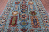 Blue Turkmen Ersari Hand Knotted Wool Rug - 5' 8" X 8' 2" - Golden Nile