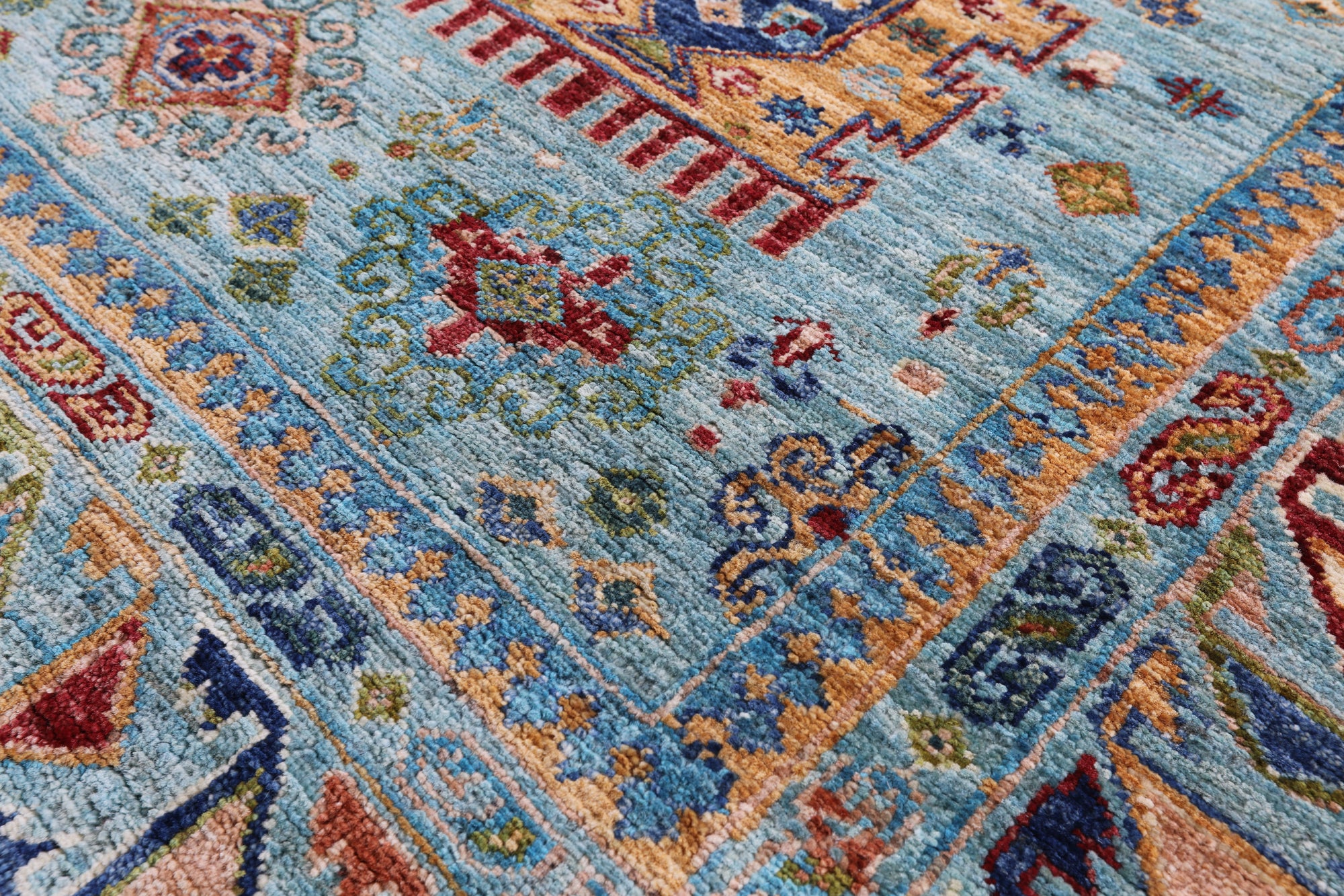 Blue Turkmen Ersari Hand Knotted Wool Rug - 5' 8" X 8' 2" - Golden Nile