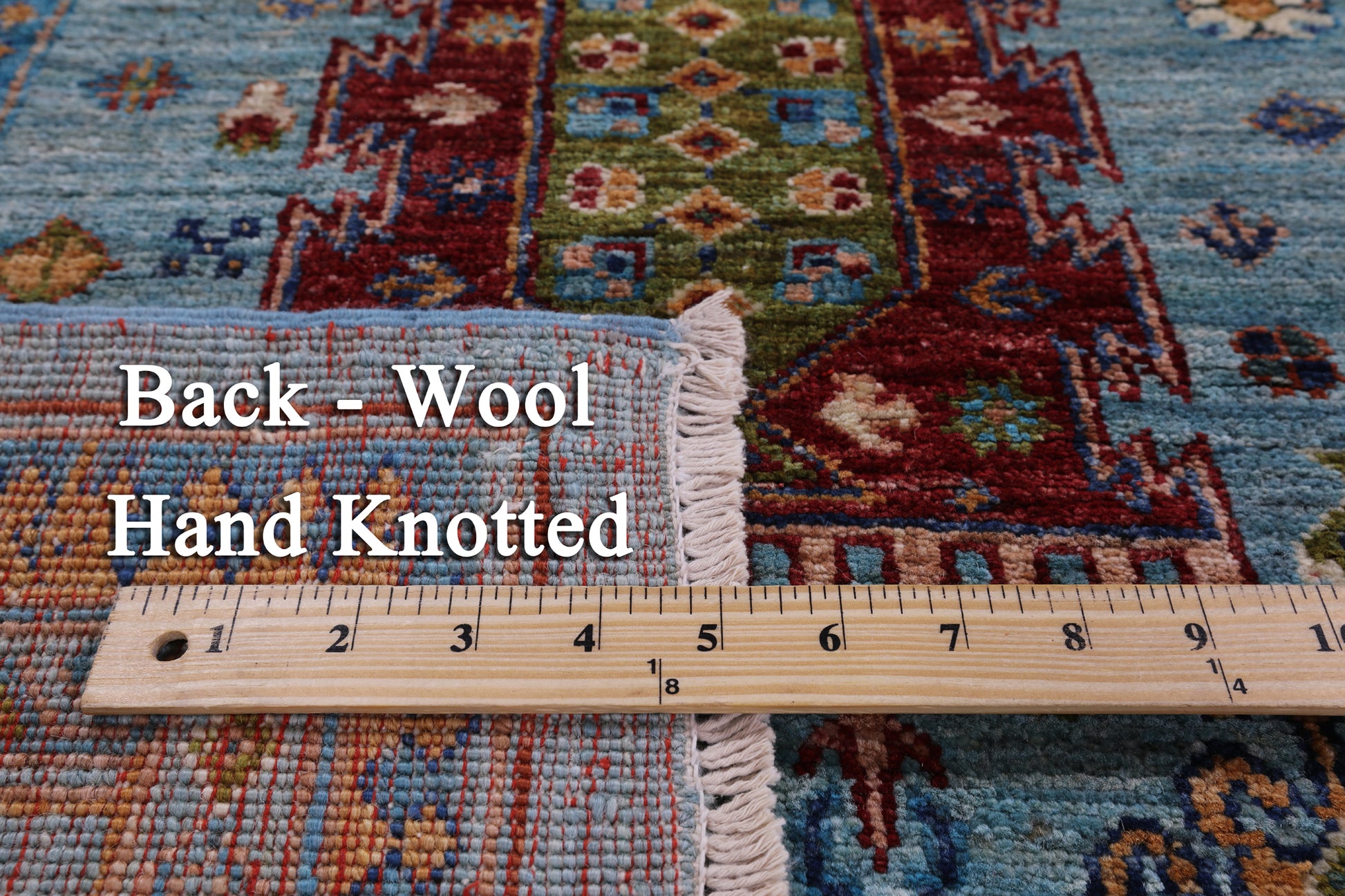 Blue Turkmen Ersari Hand Knotted Wool Rug - 5' 8" X 8' 2" - Golden Nile
