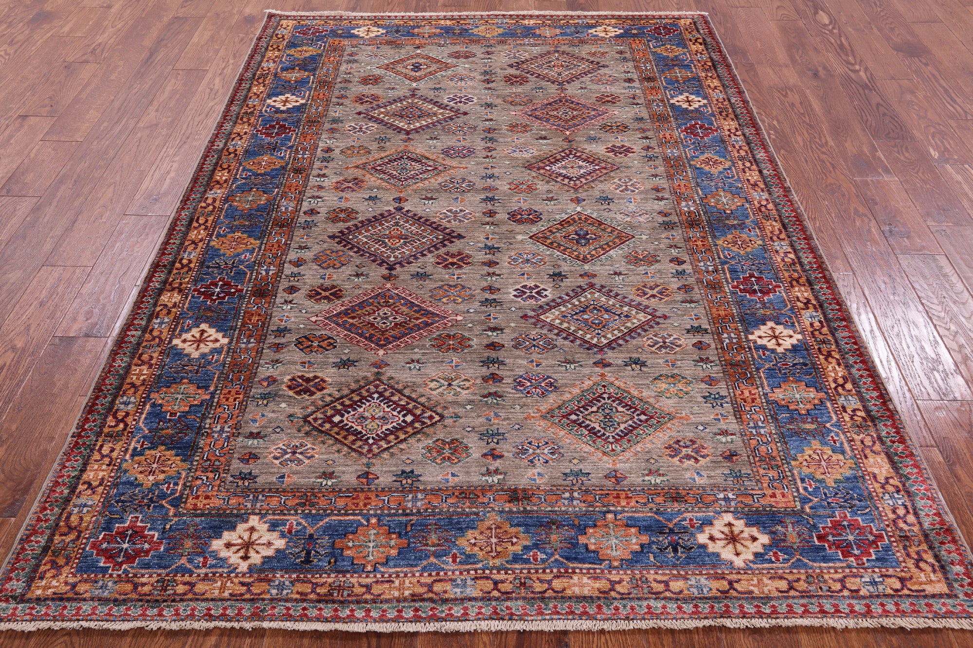 Super Kazak Hand Knotted Wool Rug - 5' 8" X 7' 10" - Golden Nile