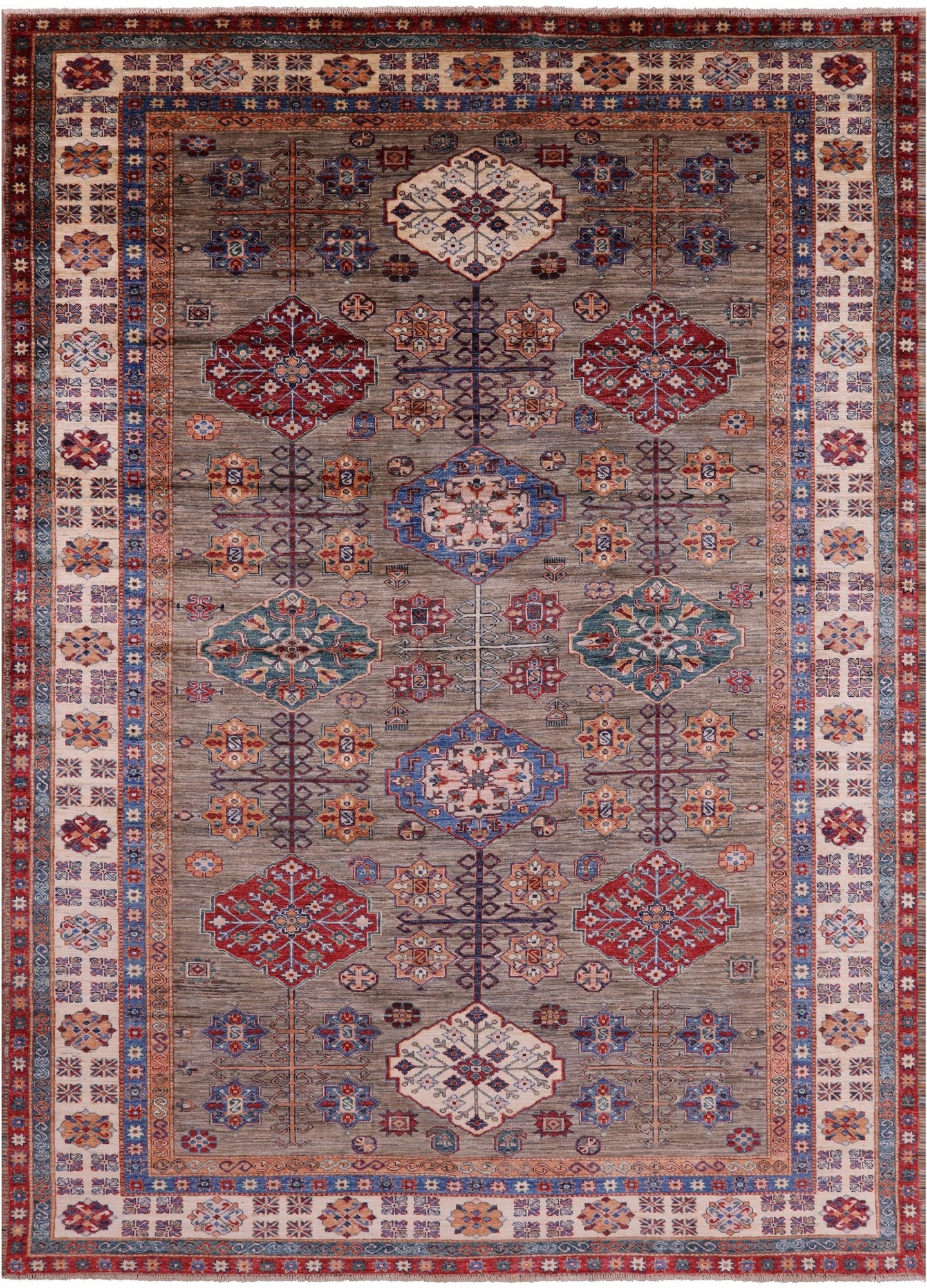 Super Kazak Hand Knotted Wool Rug - 8' 2" X 11' 1" - Golden Nile