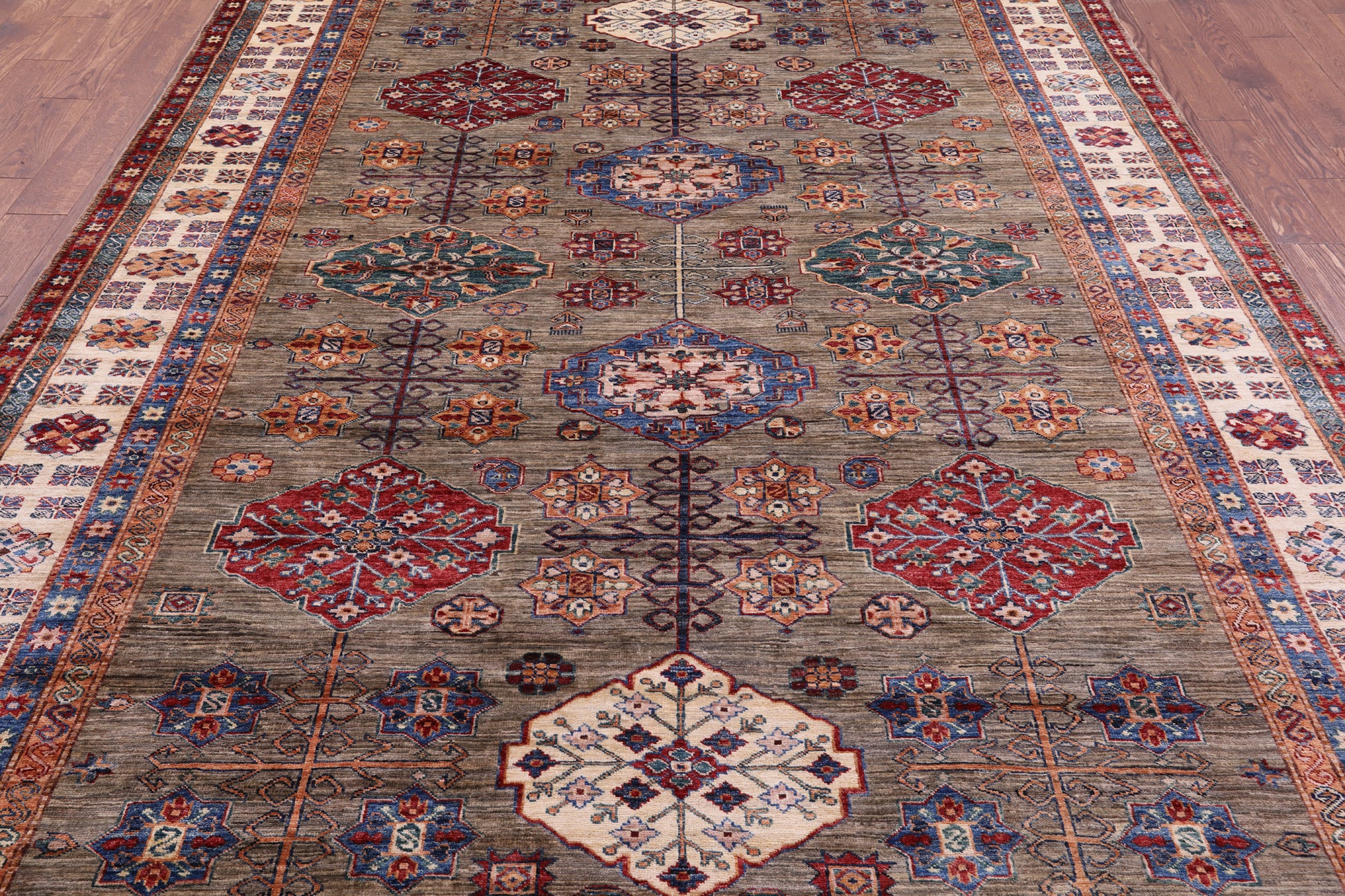Super Kazak Hand Knotted Wool Rug - 8' 2" X 11' 1" - Golden Nile