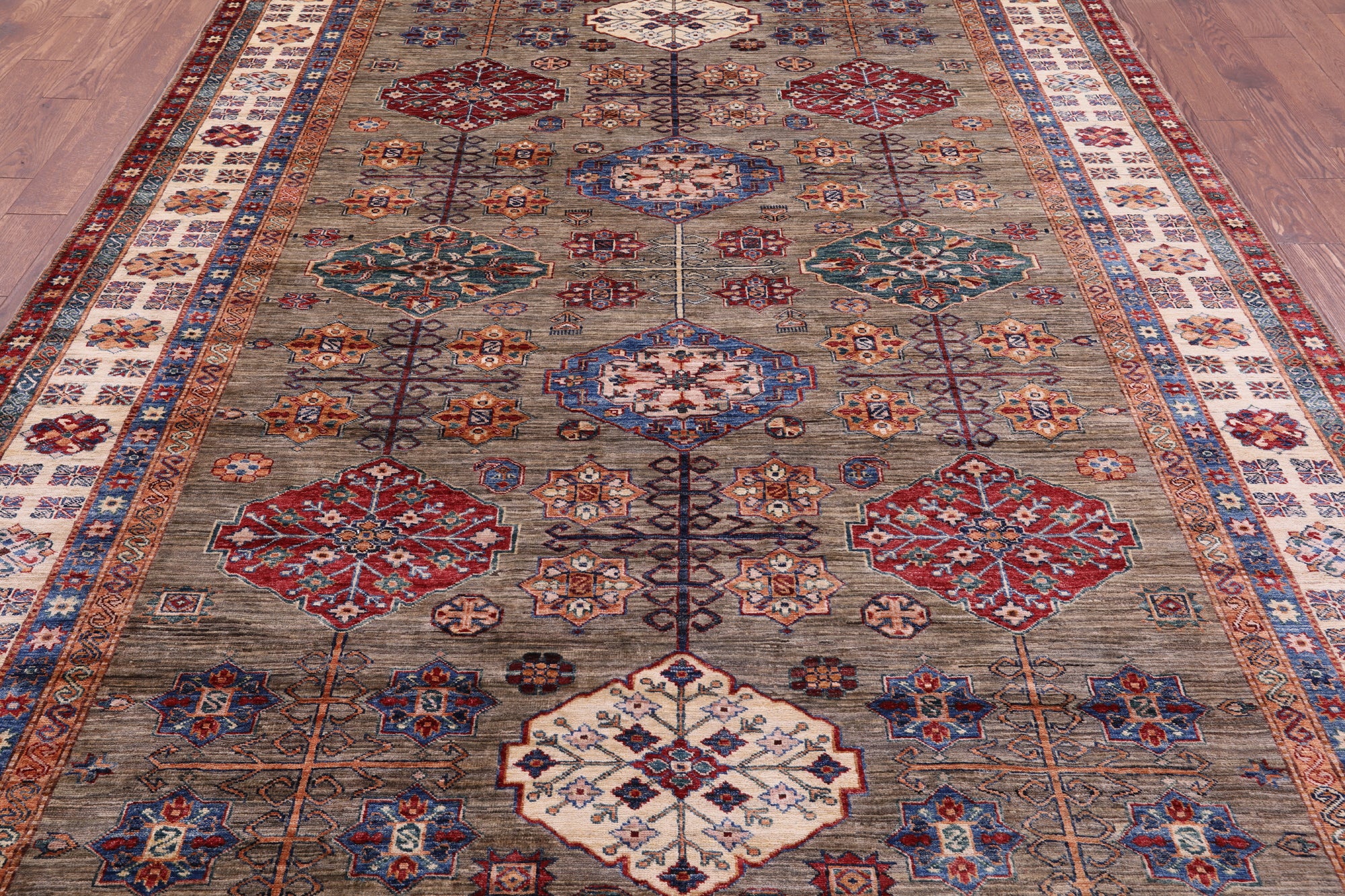 Super Kazak Hand Knotted Wool Rug - 8' 2" X 11' 1" - Golden Nile