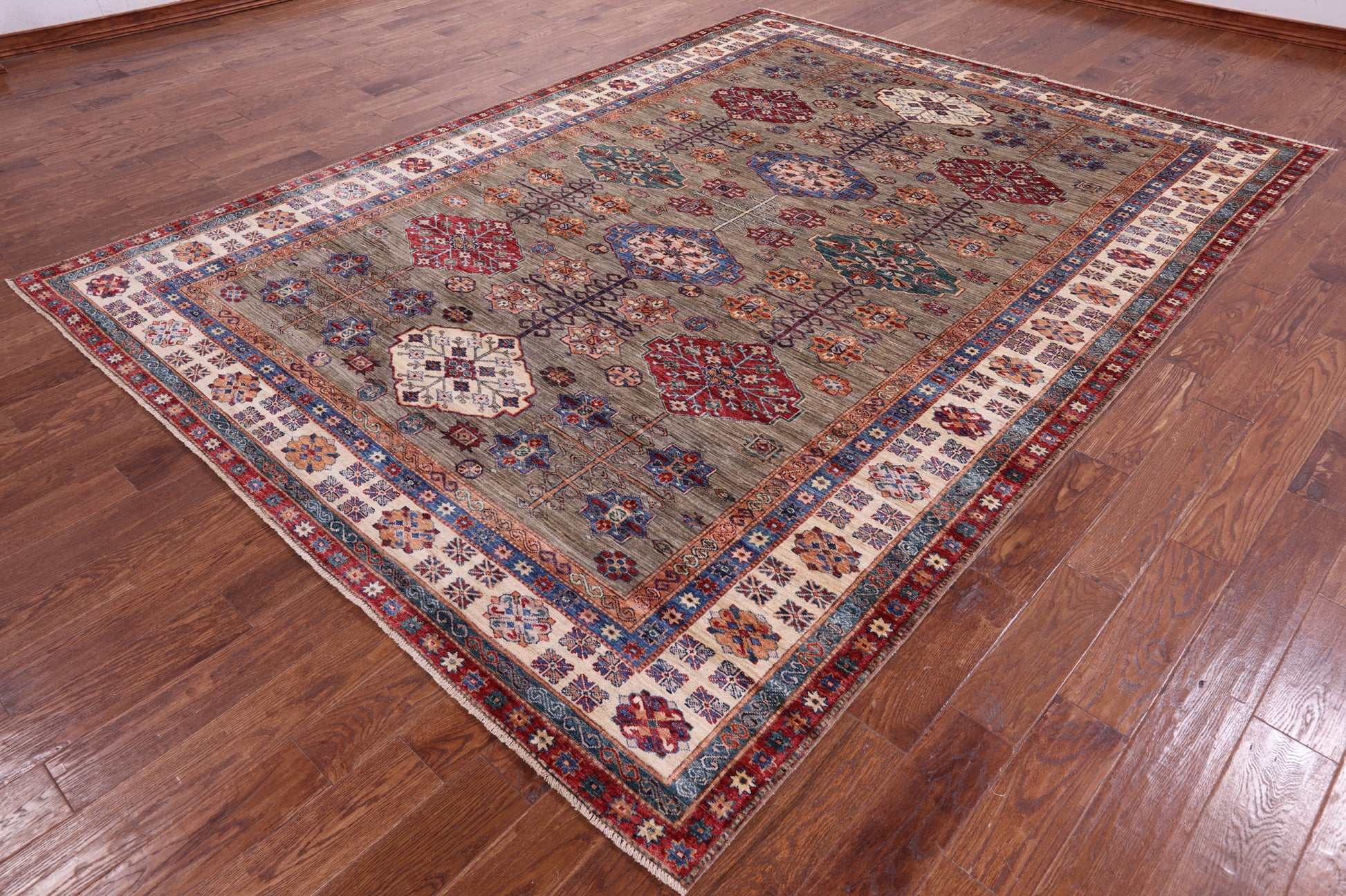 Super Kazak Hand Knotted Wool Rug - 8' 2" X 11' 1" - Golden Nile
