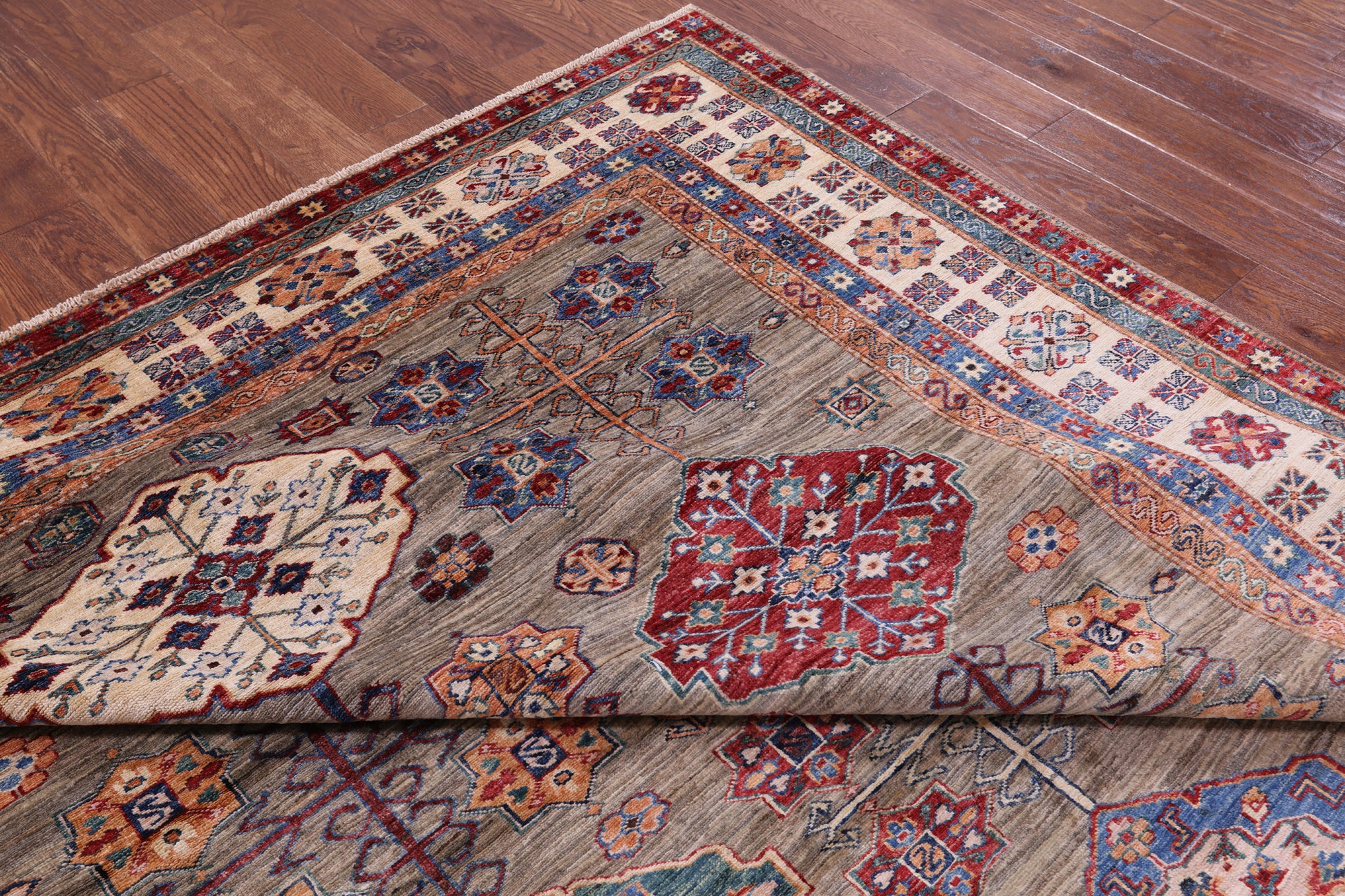 Super Kazak Hand Knotted Wool Rug - 8' 2" X 11' 1" - Golden Nile