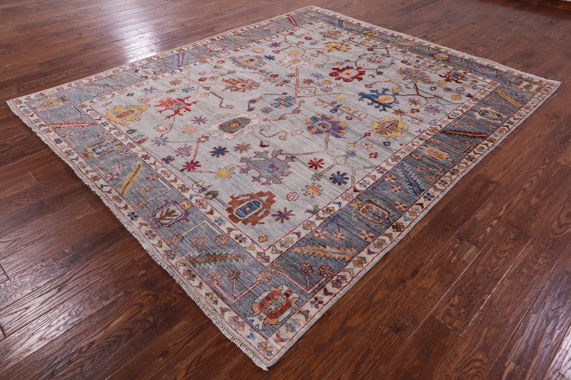 Turkish Oushak Hand Knotted Wool Rug - 7' 11" X 9' 6" - Golden Nile