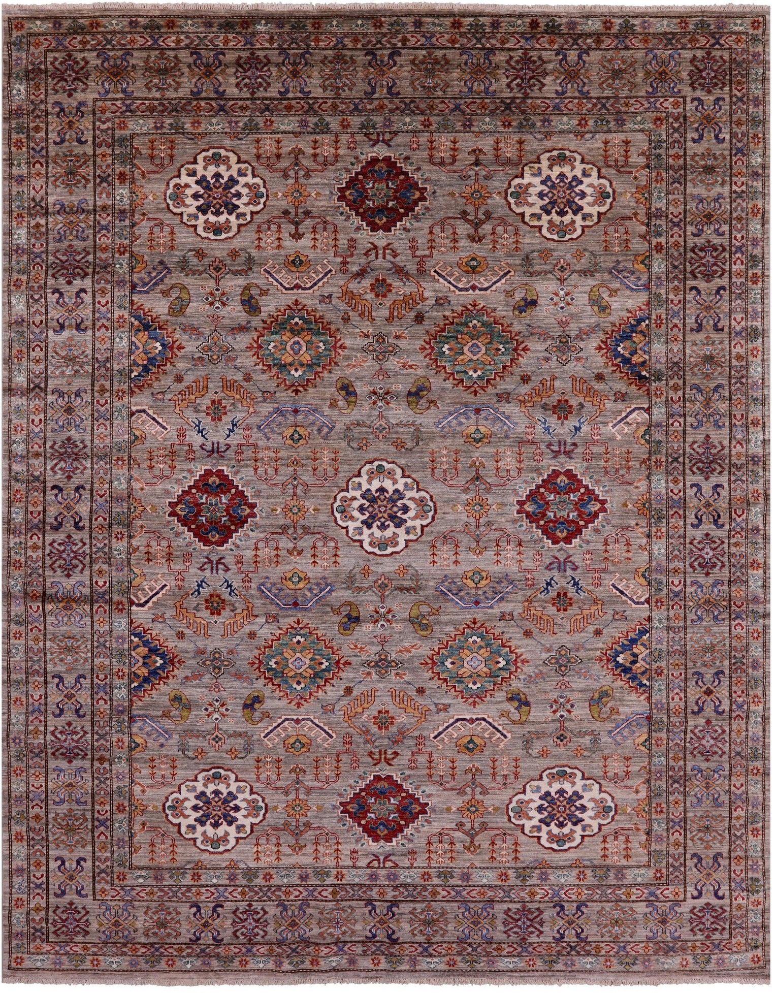 Super Kazak Hand Knotted Wool Rug - 8' 2" X 10' 1" - Golden Nile