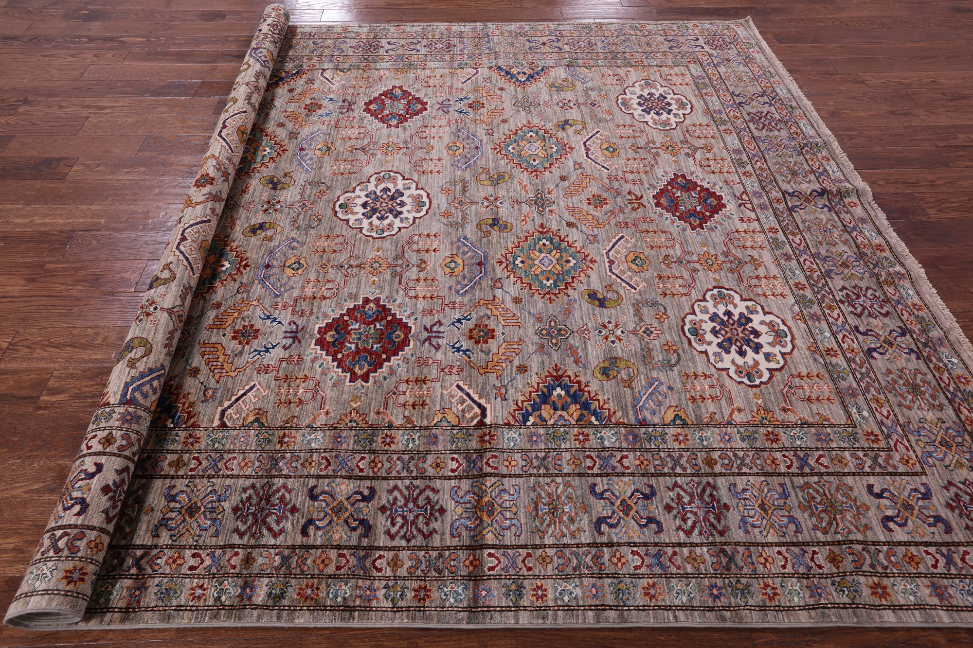 Super Kazak Hand Knotted Wool Rug - 8' 2" X 10' 1" - Golden Nile