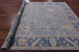 Blue Turkish Oushak Hand Knotted Wool Rug - 8' 10" X 11' 10" - Golden Nile