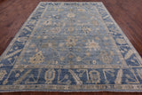 Blue Turkish Oushak Hand Knotted Wool Rug - 8' 10" X 11' 10" - Golden Nile