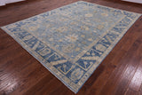 Blue Turkish Oushak Hand Knotted Wool Rug - 8' 10" X 11' 10" - Golden Nile