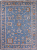 Blue Turkish Oushak Handmade Wool Rug - 9' 0" X 11' 8" - Golden Nile