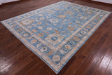 Blue Turkish Oushak Handmade Wool Rug - 9' 0" X 11' 8" - Golden Nile