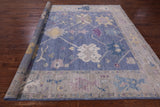 Blue Turkish Oushak Hand Knotted Wool Rug - 8' 1" X 9' 9" - Golden Nile