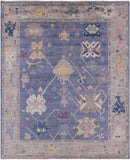 Blue Turkish Oushak Hand Knotted Wool Rug - 8' 1" X 9' 9" - Golden Nile
