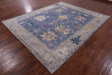 Blue Turkish Oushak Hand Knotted Wool Rug - 8' 1" X 9' 9" - Golden Nile