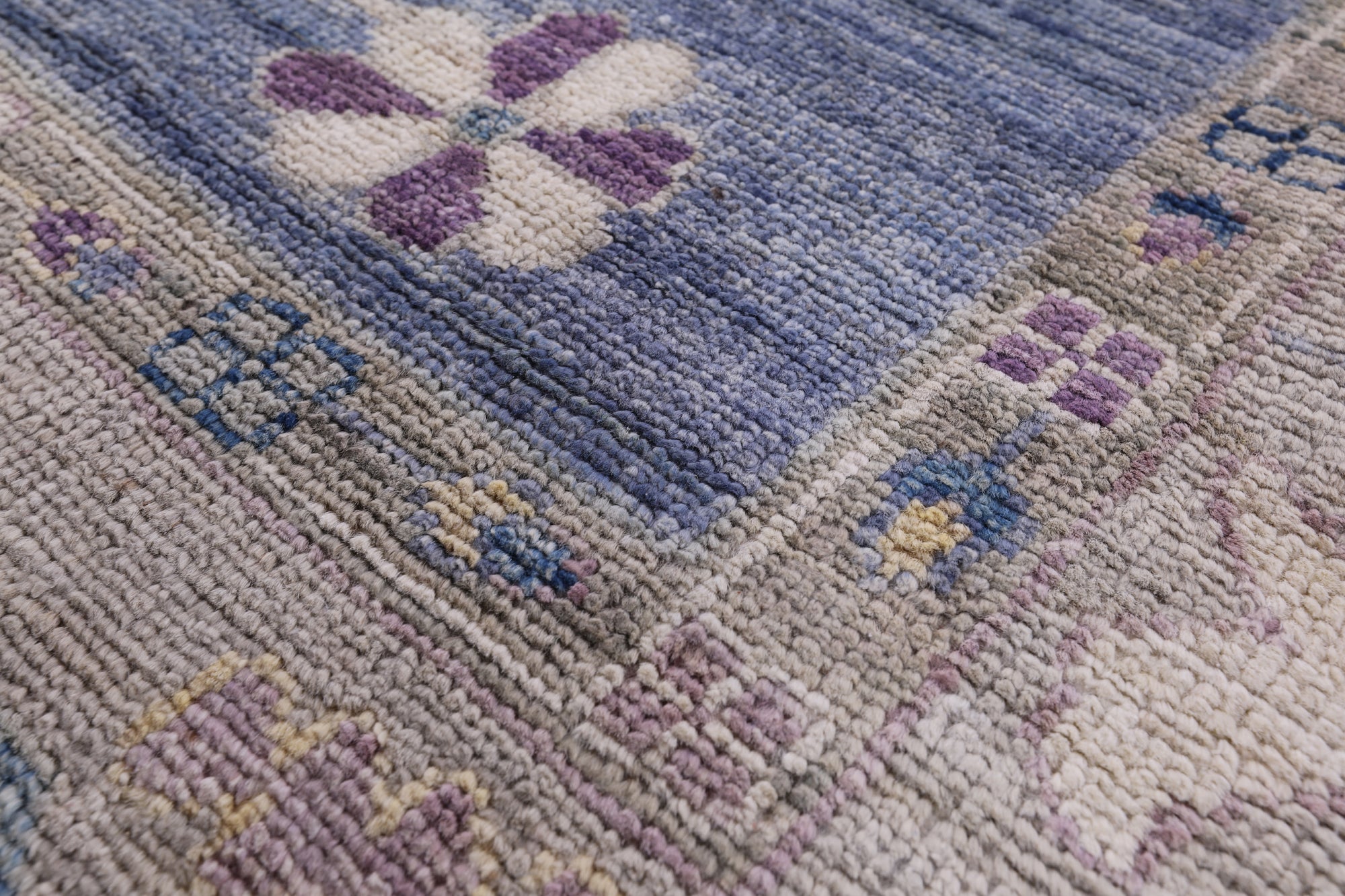 Blue Turkish Oushak Hand Knotted Wool Rug - 8' 1" X 9' 9" - Golden Nile