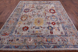 Grey Turkish Oushak Hand Knotted Wool Rug - 8' 2" X 9' 7" - Golden Nile